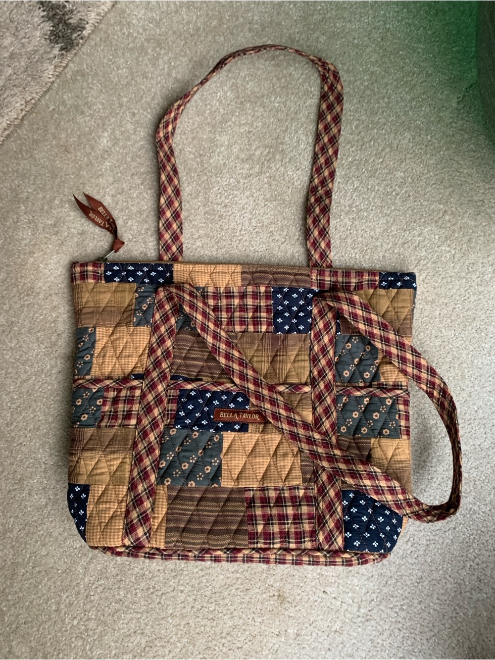 Bella Taylor Primitive Patch Stride Patchwork Quilted Purse Granny Americana